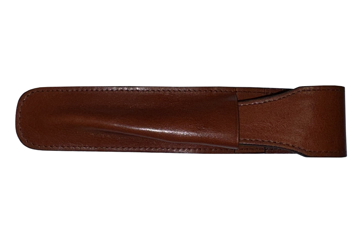 Verona Brown Leather Flap 1 Pen Etui